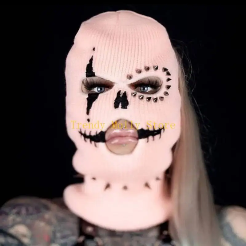 N5KB مخيف قبعة صغيرة محبوكة قبعة هالوين مخيف المسامير السارق كشر بالاكلافا قبعة زي حفلة تأثيري السارق قبعات الحفلات #4