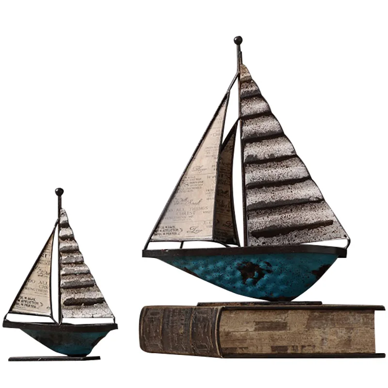 Nordic Iron Art Sailboat Decoration Office Desk Bookshelf Living Room TV Cabinet Home Decoration