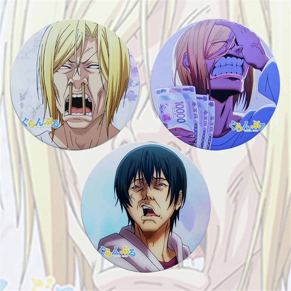 58mm Anime GrandBlue Grand Blue Iori Kitahara Chisa Kotegawa COSTUME Cosplay Distintivo Spilla SPTE Spilla in banda stagnata ﻿   Prop Natale Gilf