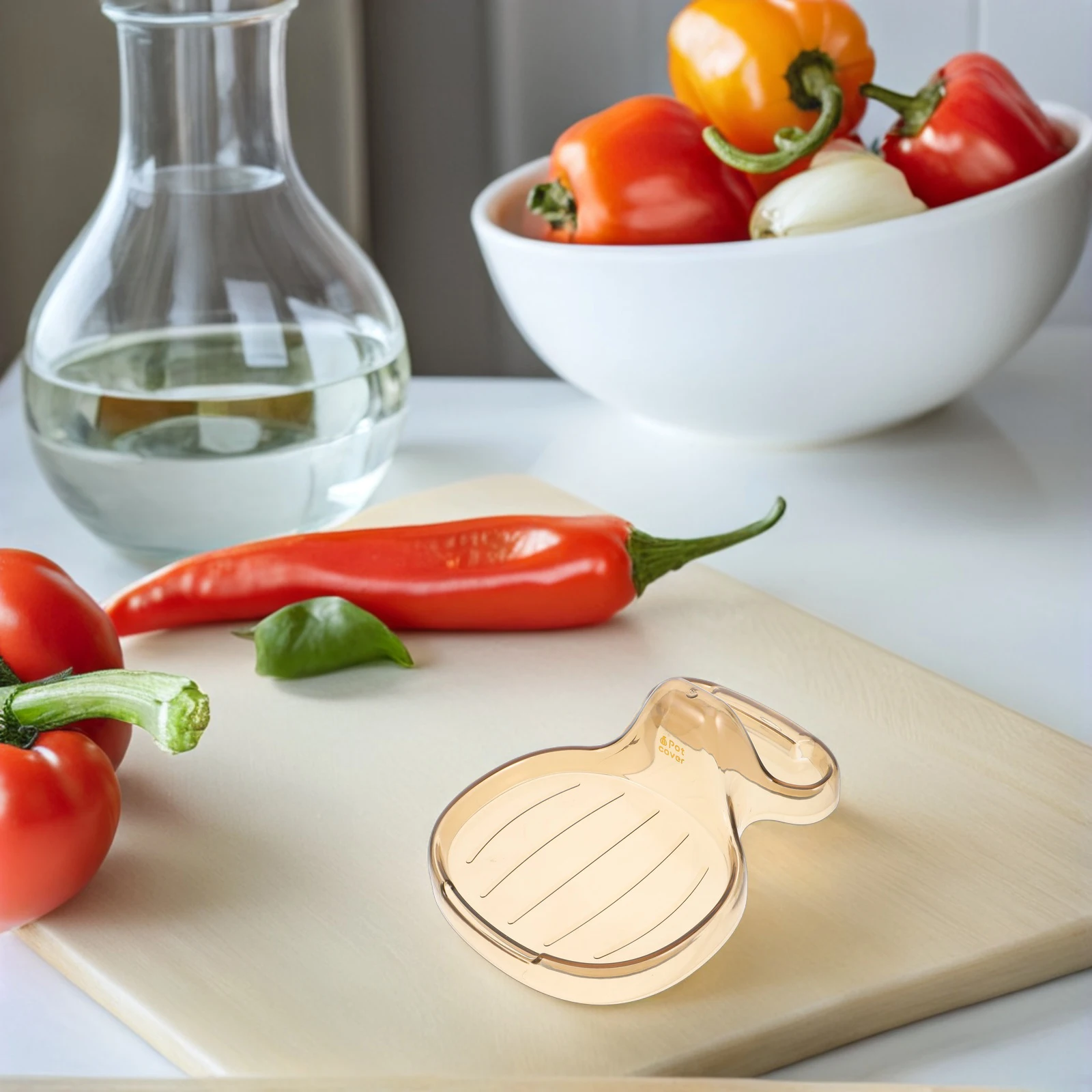 

Pot Lid Holder Rack Kitchen Storage Spatula Chopstick Stand Countertop Organizer Light Brown Durable Plastic Practical Keeper