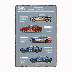 Escort RAC Rally Tribute Car Retro Classic Car Roadster Poster Metal Sign Automobile Club Tin Home Wall Decor Room Decor