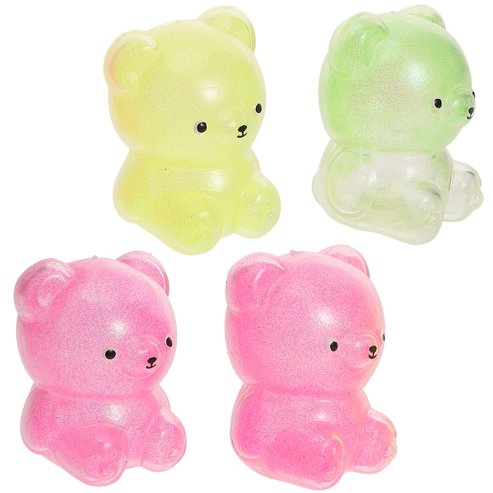 

4pcs Stress Squeeze Bear Toys Adorable Cartoon Animal Adorable Bear Shaped Toys Decompression Tpr Flexible Fun Small Size Gifts