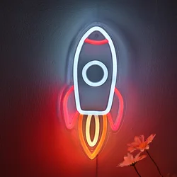 USB Powered Rocket Wall LED Neon, Arty Sign, Night Light, Quarto de Crianças, Festa, Loja, Bar, Pub, Decoração Clube, 5.12 