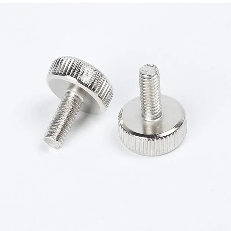 10pcs M3 GB835 304 Stainless Steel Knurl Flat Round Head Hand Tighten Curtain Wall Glass Thumb Screw Bolt
