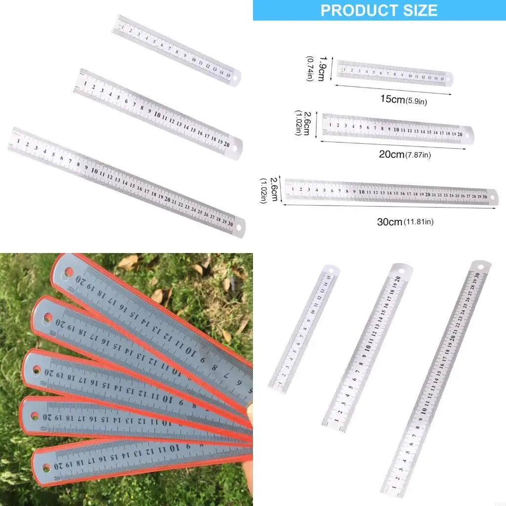 

Y5JB 3 PCS Металлические правители измерения инструментов из нержавеющей стали для офисной школы