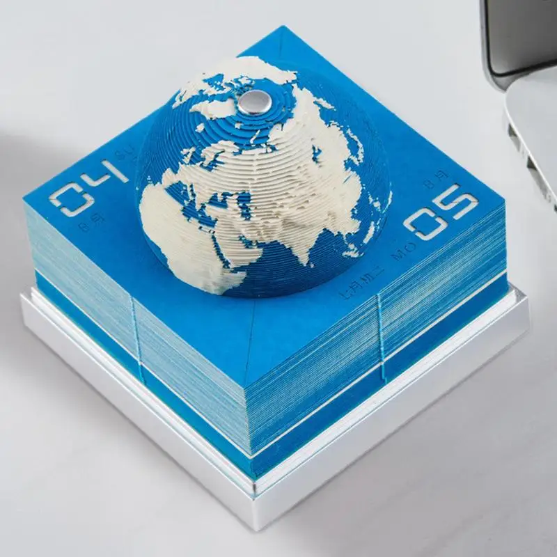 Earth Calendar 2025 Tear Away Calendar 3D Calendar 3D Earth Time Piece Calendar Sticky Notes 2025 Calendar Paper Carving Art