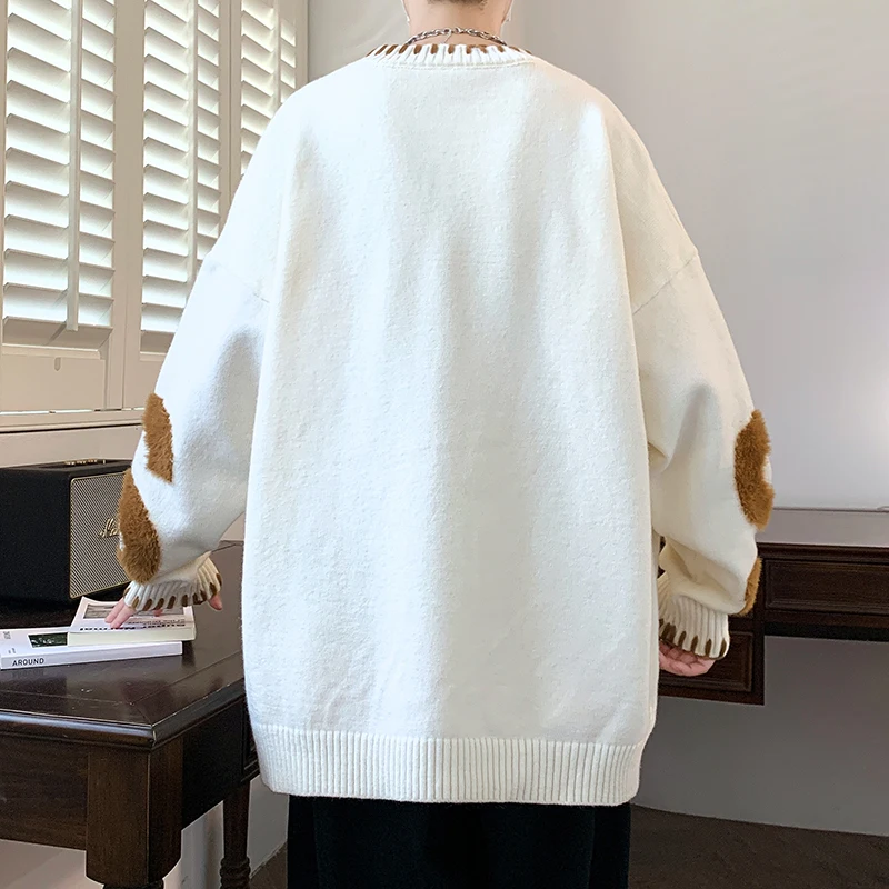 2024 Fall Winter New High Quality Luxury Sweater Men Thick Warm Loose Mens Sweaters With Alphabet Korean Fashion Casual Jumpers