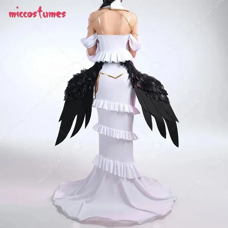 

Miccostumes женский аниме Albedoo косплей костюм белый топ с открытыми плечами и юбка с вырезом Setv; 2,r'6;t.