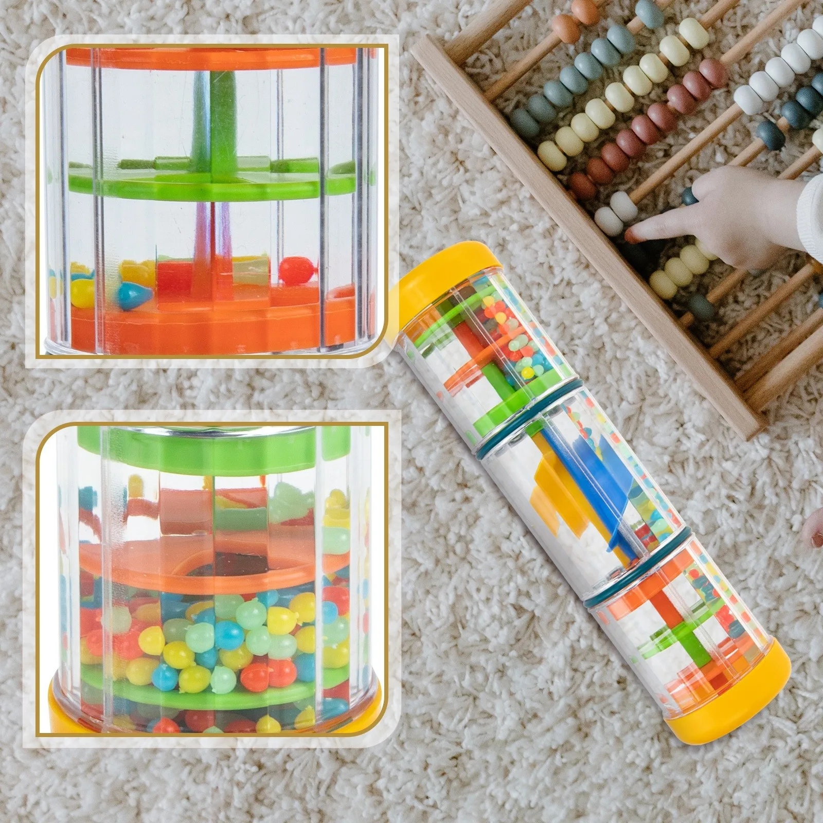 레인메이커 레인 스틱 유아용 뮤지컬 장난감, 손으로 흔드는 음악 장난감, 조기 교육용 악기 장난감, 아기와 어린이에게 인기