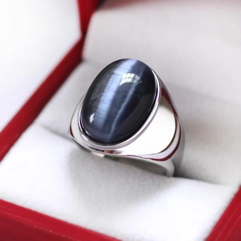 925 Silver Color Luxury Black Stone Ring Stainless Steel Wedding Rings for Men Female Party Jewelry Fashion Accessories Gifts