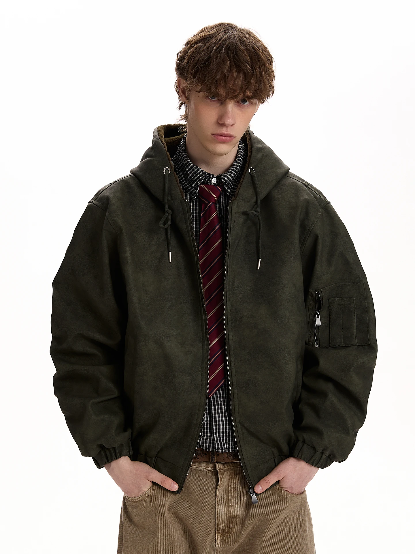 

Хлопковая летная куртка премиум-класса PUEE с капюшоном Thiened Warm ort Bomber Sli Верхняя одежда для подростков Casual American Sle