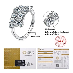 Moissanite Ring S925 Silver D Clarity Gold Plating Pass The Diamond Tester Gift GRA Certificate Twist Arm Double End Open Ring