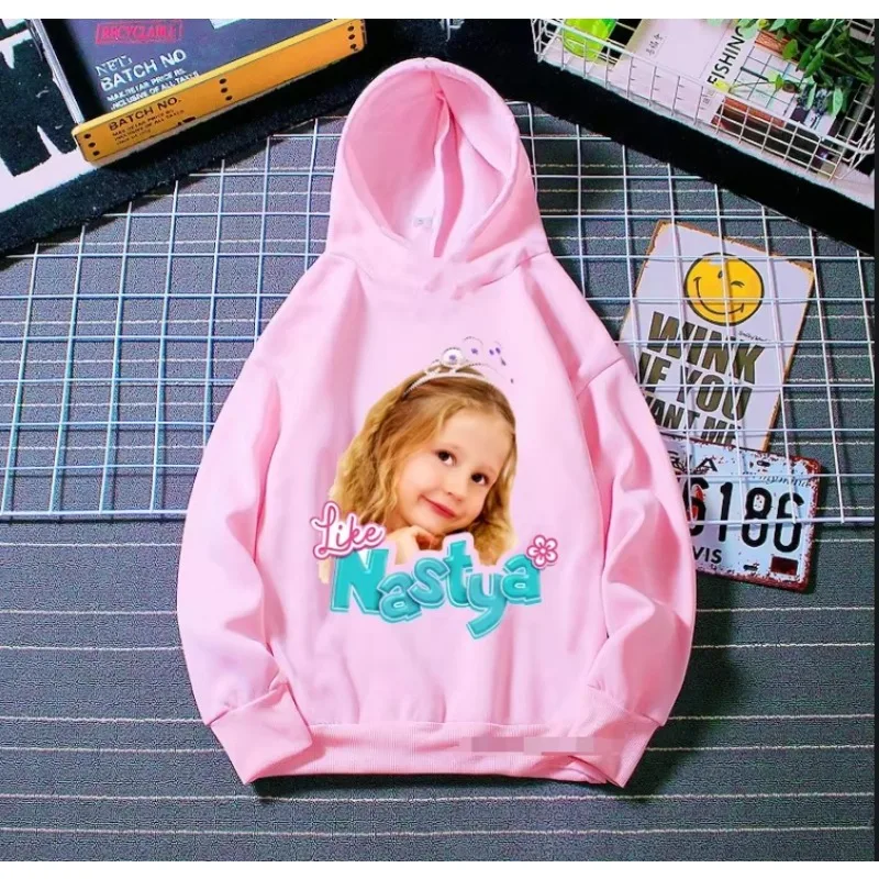 Like Nastya Baby Girls Spring Autumn Winter Sweatshirt Jacket Funny Children's Hoodies Pink Tops Sweatshirt  Kids Clothes Girls