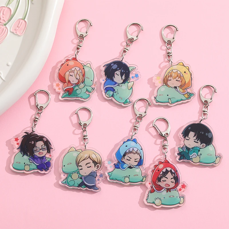 Cartoon Anime Lilo and Stitch Pendant Keychains Holder Car Key Chain Key Ring Mobile Phone Bag Hanging Jewelry Attack On Titan