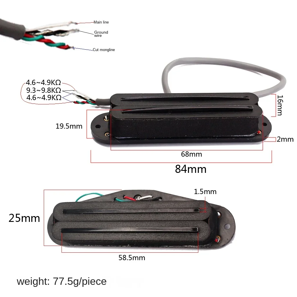 

Black Mini-Humbucker film double rail 4-core Guitar pickup without casing for ST Guitar Parts & Accessories