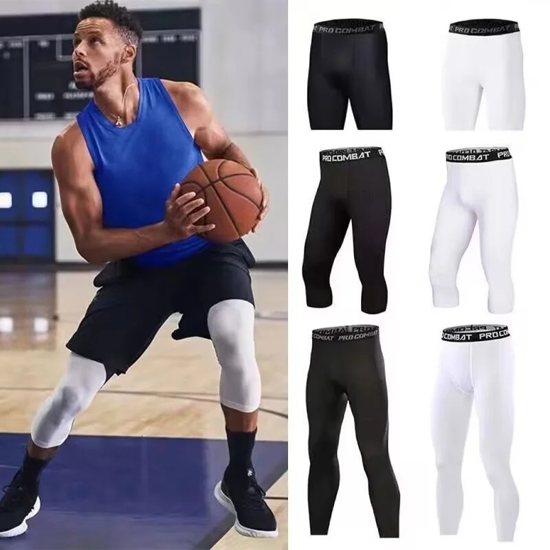 Tight pants men's sports leggings basketball and soccer training compression pants quick drying breathable high elasticity thick