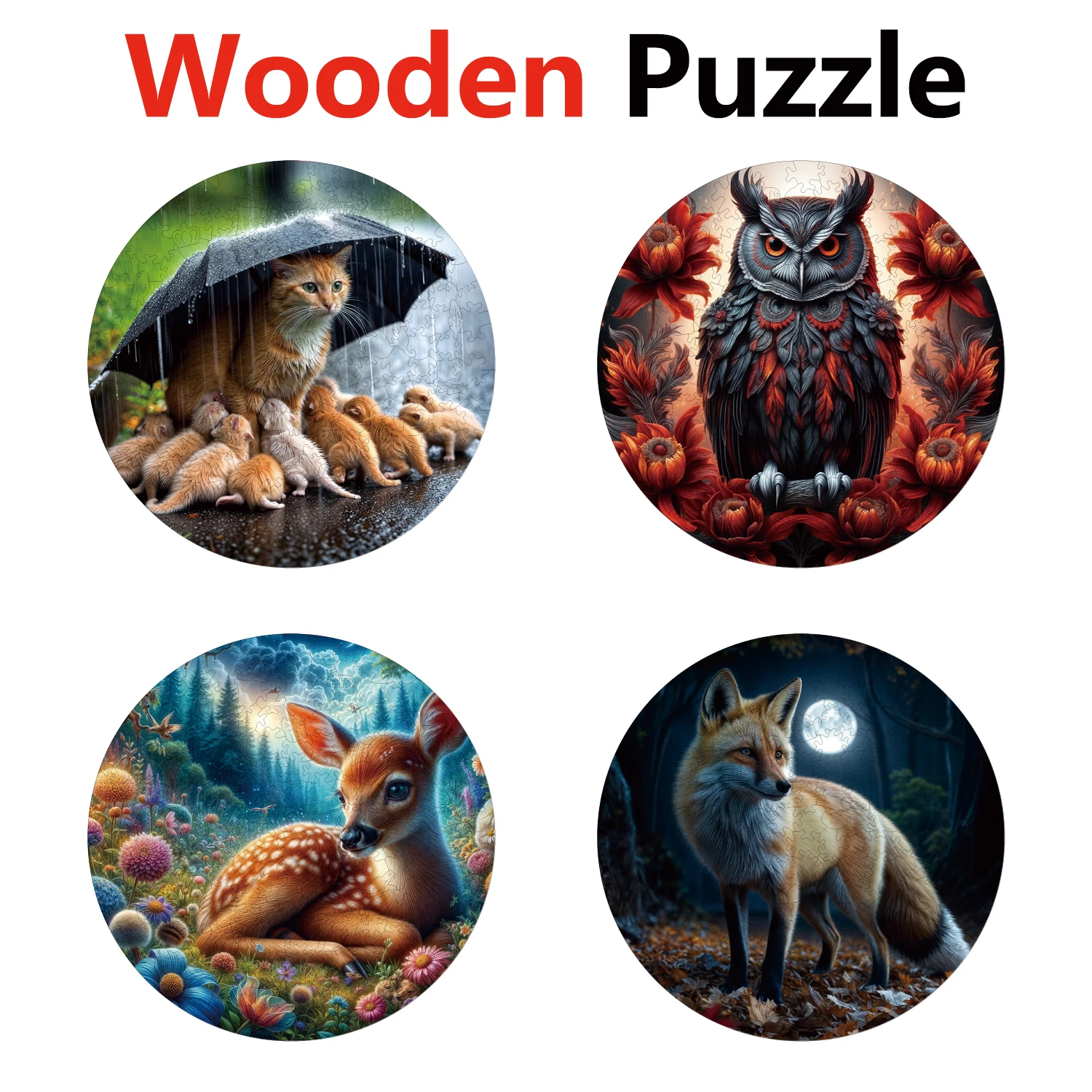 

YPAN Fox Snake Turtle Beauty Animal Puzzles Unique Shape High Quality Jigsaw Puzzle Wooden Puzzle Best Gift For Child
