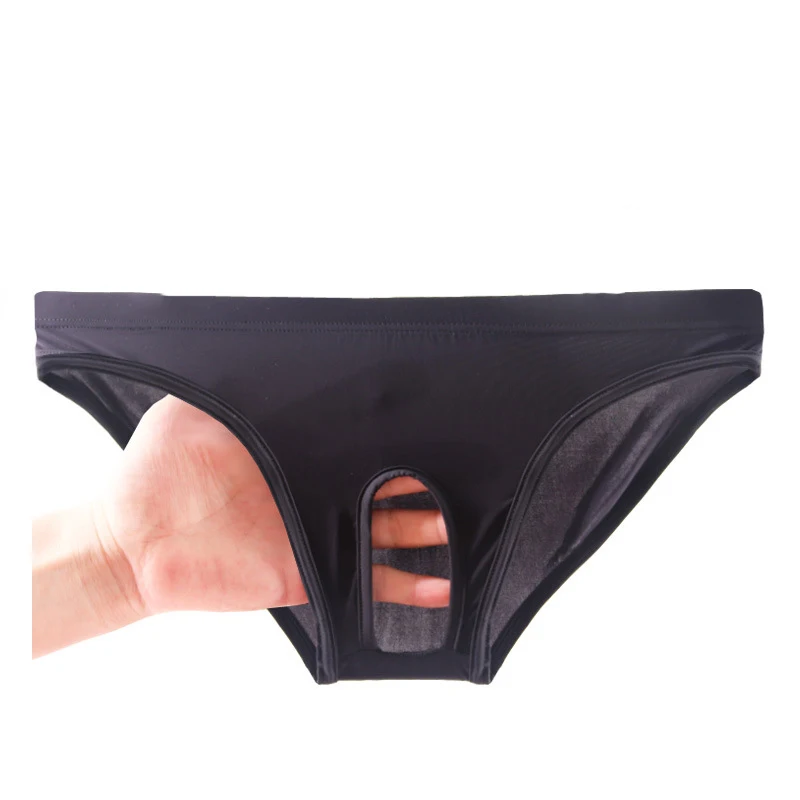 

Сексуальное мужское нижнее белье для геев, дышащее нижнее белье из ледяного шелка с открытой передней частью, мужские стринги, сексуальные трусики, нижнее белье