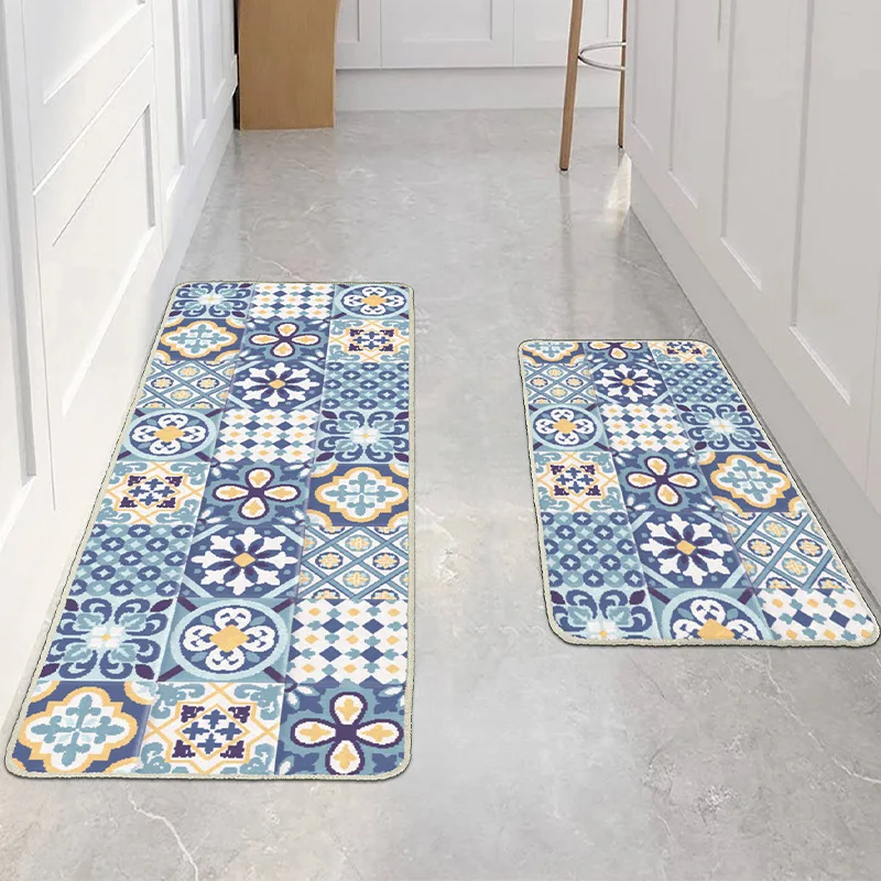 Kitchen Mat Geometry Print Kitchen Carpet Floor Bath Mat Carpet Entrance of House Carpet for Bedroom Bathroom Area Rugs