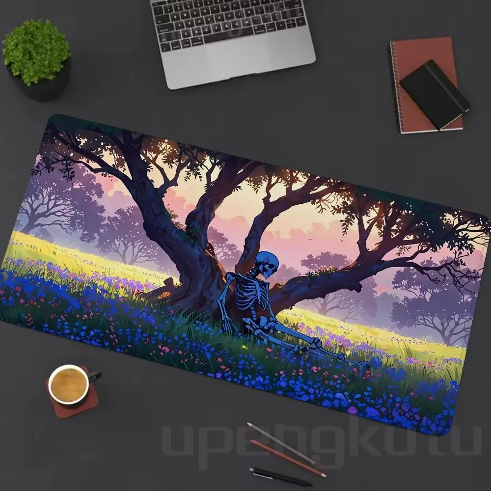 

Коврик для мыши «Скелет» под деревом, большой настольный аксессуар, настольный коврик, резиновая основа с прошитыми краями, нескользящий коврик для мыши для офиса
