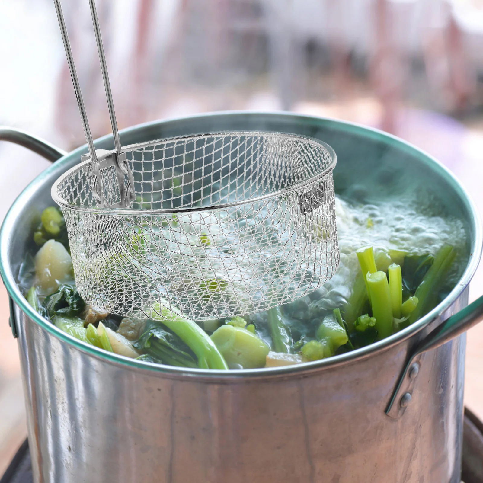 

1pcs Stainless Steel Frying Basket Deep Fryer Basket With Handle Large Capacity For Fries Chicken Snacks Deep Frying Tool Metal