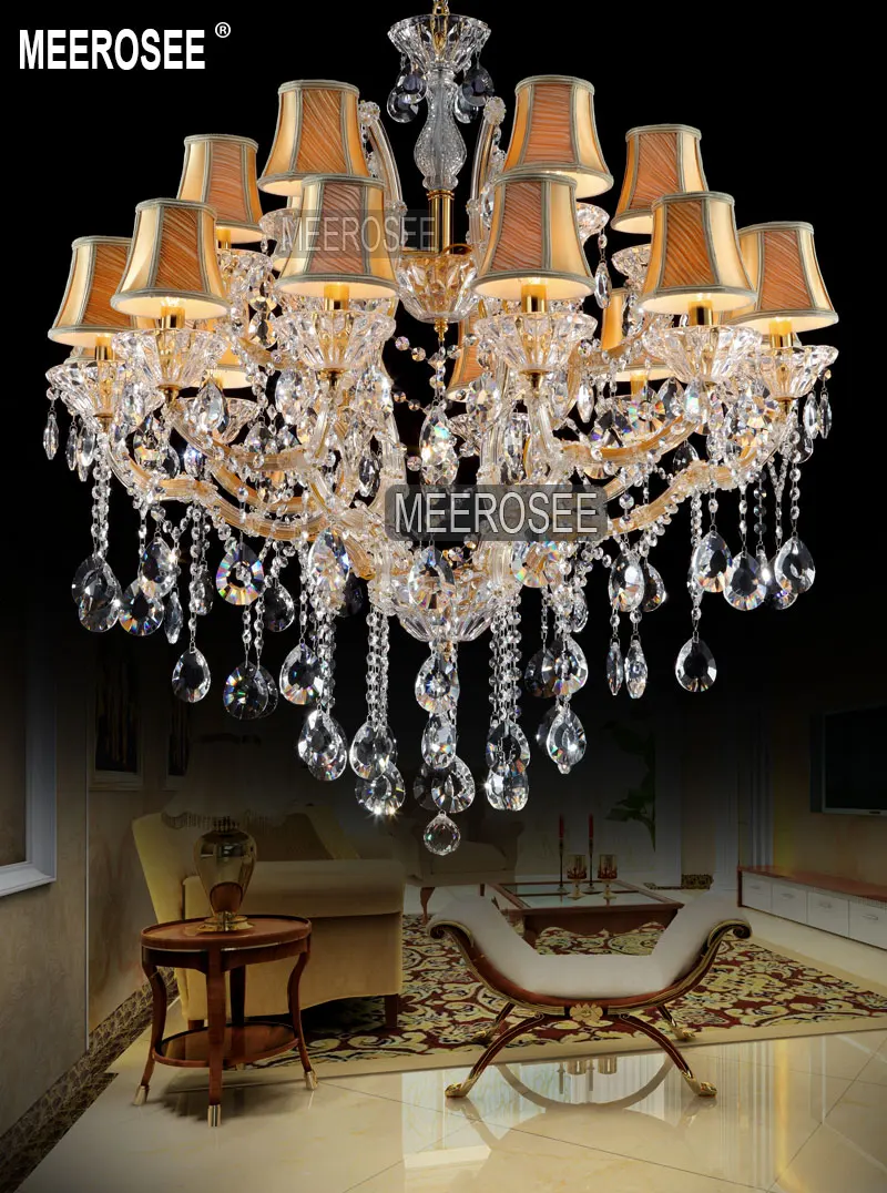 

Modern Chandeliers18 Lamps Clear Crystal Indoor Light Fixture Hotel Lustres Candle Kitchen cristal pendentes of Living room