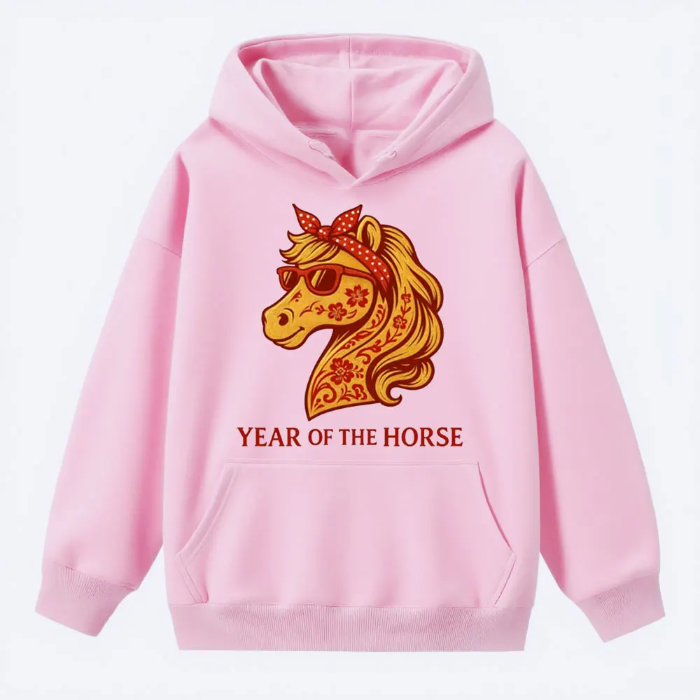 نظارات الحصان المضحكة ملابس النساء سنة صينية جديدة سعيدة للحصان 2026 كنزة قطيفة للجنسين موضة عطلة هوديس