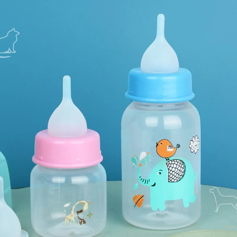 60~125ML Puppy Kitten Feeding Bottle Feeder Set Cat Dog Bady Nursing Water Milk Feeder Newborn Cat Drink Home Travel 60ml 125ml