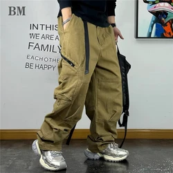 American Streetwear Multi-Pocket Cargo Pants Men High Quality Fashion Baggy Pants Plus Size Black Army Straight-Leg Trousers
