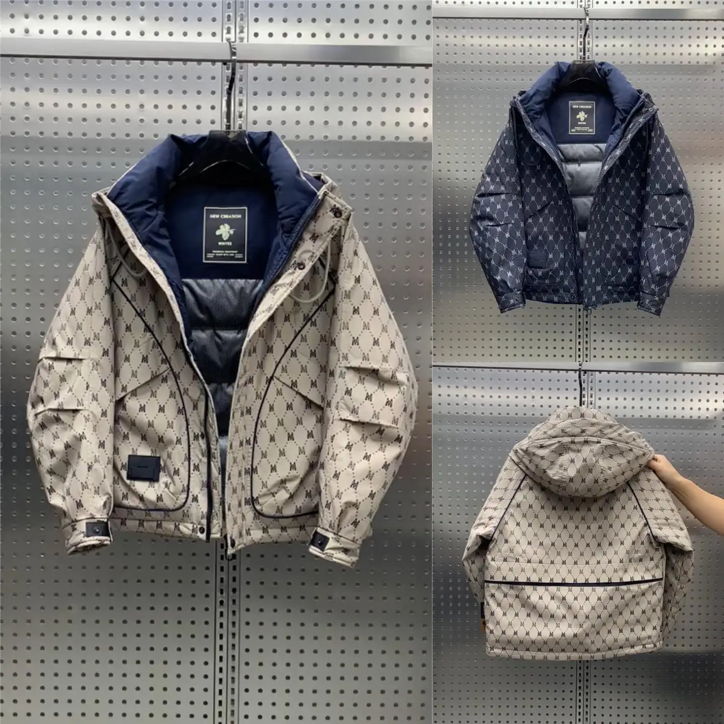 

Men's Thickened Duck down Jacket 2025 Winter Casual Printed Hooded Coat Warm Casual Outerwear Polyester Fabric Eco-friendly