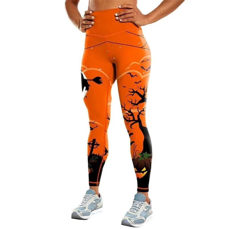 New Halloween Print Comfortable Yoga Pants Skinny Outdoor Sports Fitness Running Cycling Yoga Leggings Sportswear Women Push Up