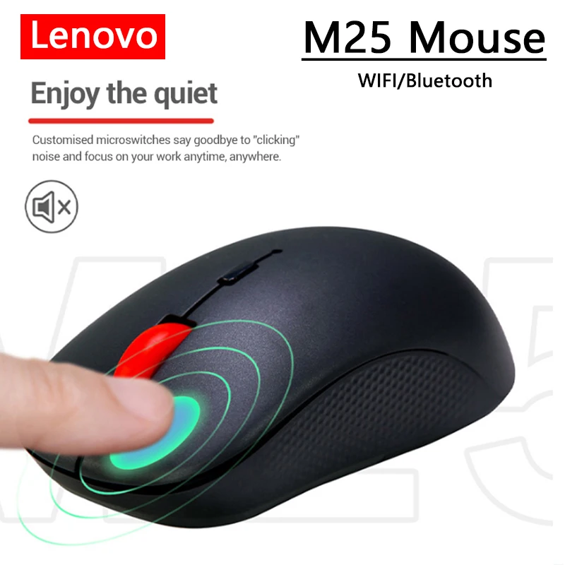 Lenovo M25 Wireless Mouse 2.4GHz Laptop Mouse USB Receiver Ergonomic Optical Wireless Mouse Computer Mice for PC Computer