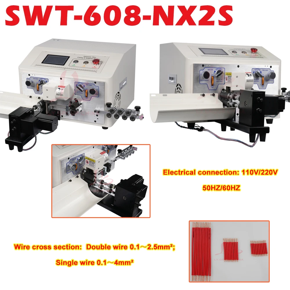 Thin Wire Twisting and Stripping Machine SWT-608-NX-2S Double Wire Peeling Cutting Stripper with Touch Screen for 0.1-4.5mm2