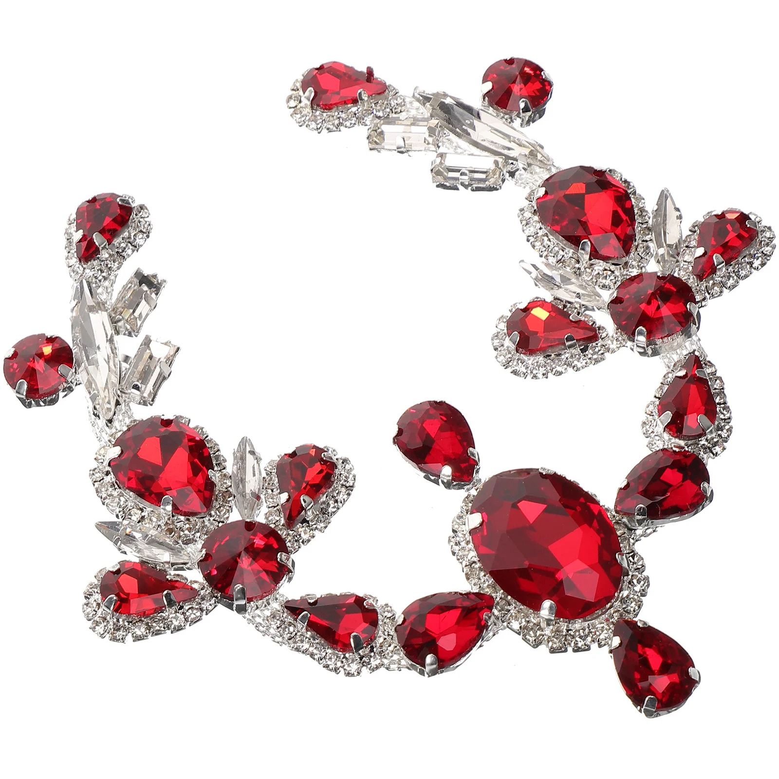 

Rhinestone Flower Chain Decor Alloy Crystal Clothing Accessory Lightweight Sewing Applique Patch For Handbag Shoes Garment Diy