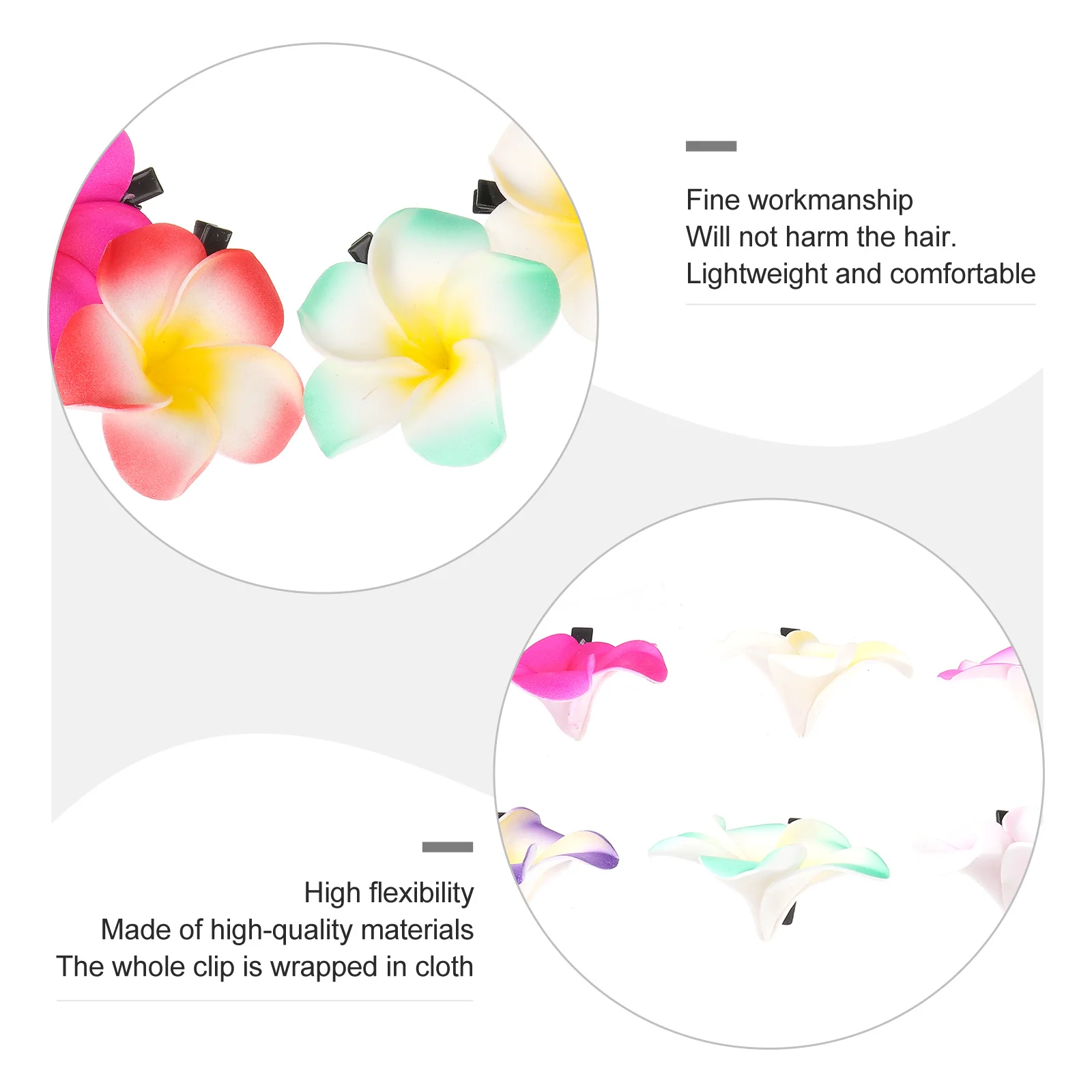 

24pcs 6Cm Hawaiian Plumeria Flower Clips 12 Colors Mixed For Beach Party Wedding Luau Decoration Hawaiian Decorations Plumeria