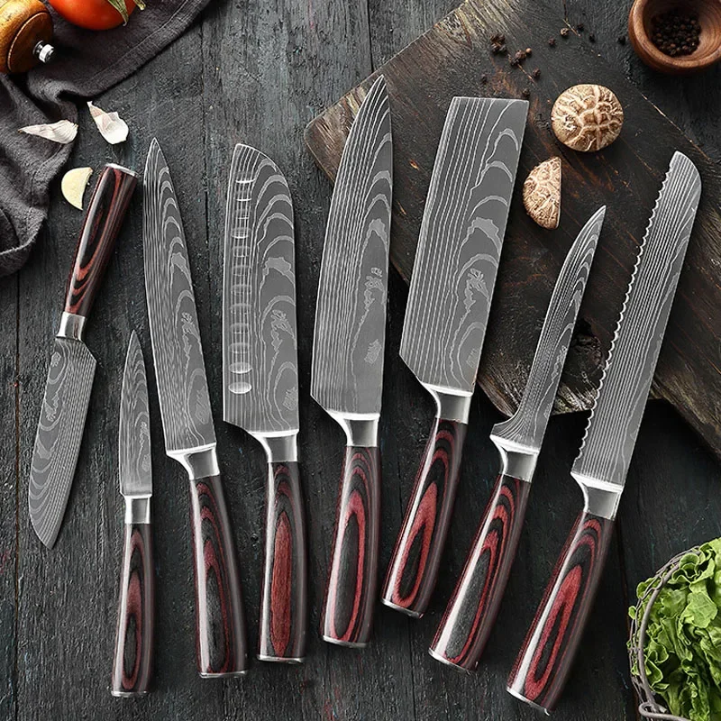 Kitchen Knive Damascus Pattern High Stanless Steel Chef Knife Japanese Sushi Sashimi Fish Bread Knife Slicing Meat Boning Knife