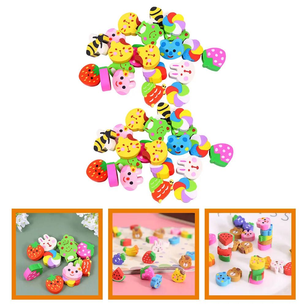 

60Pcs Cartoon Erasers Portable Multi-Function Mini Pencil Erasers for Bulk Classroom School Supplies Animal Eraser