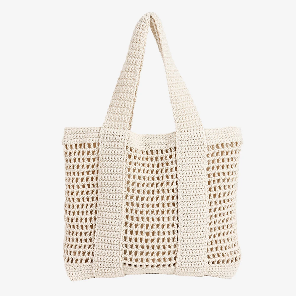 

Полые вязаные крючком тканые сумки для женщин, сумка на плечо, летняя вязаная пляжная сумка из веревки, мягкие женские сумки-шоппер, женские кошельки