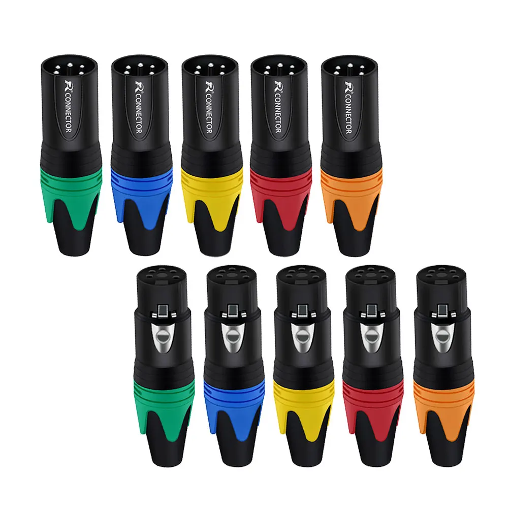 10 stks/partij 5 Pin XLR Connector Mannelijke/Vrouwelijke Jack Plug Vernikkeld 5 Pole Microfoon Jack MIC Kabel Terminal Audio connector - afbeelding 2