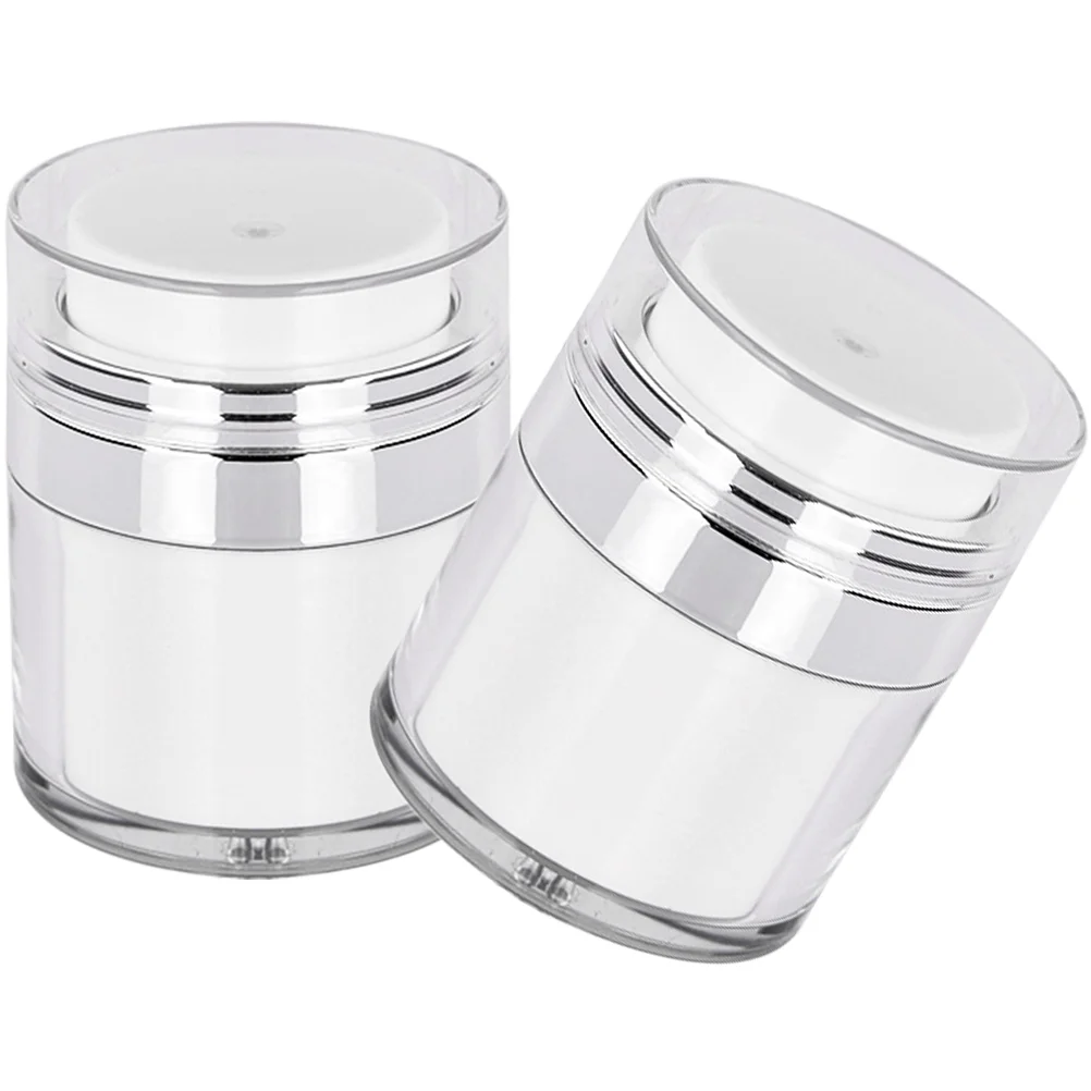 

2 Pcs Bottled Empty Airless Container Pump Cream Face Jars for Lotions and Creams Plastic Travel Moisturizing