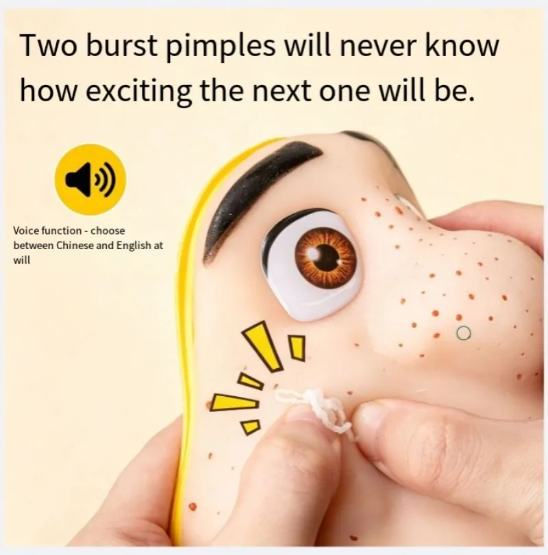 Head Pimple Popping Fidget Toy, Stress & Anxiety Relief Tactile Toy, Bilingual Sound‑Making Prank Gift for Festival Party Joke