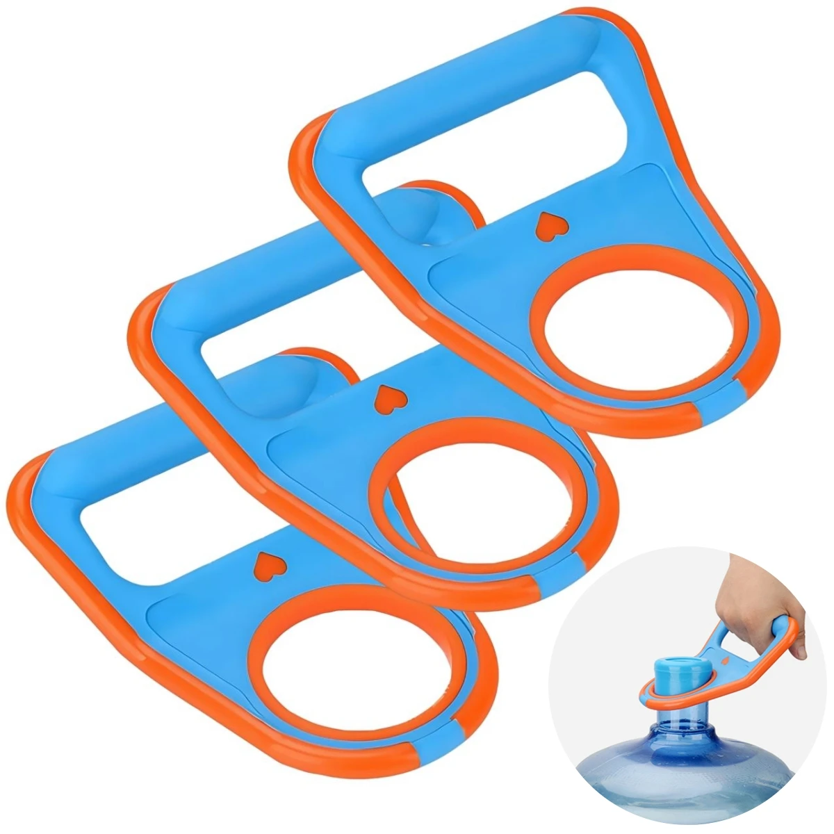 

3 Pcs Ergonomic PP Water Bottle Handle For 5 Gallon Drinking Jug Carrier Grip Tool Kitchen Lifting Accessory Blue Orange