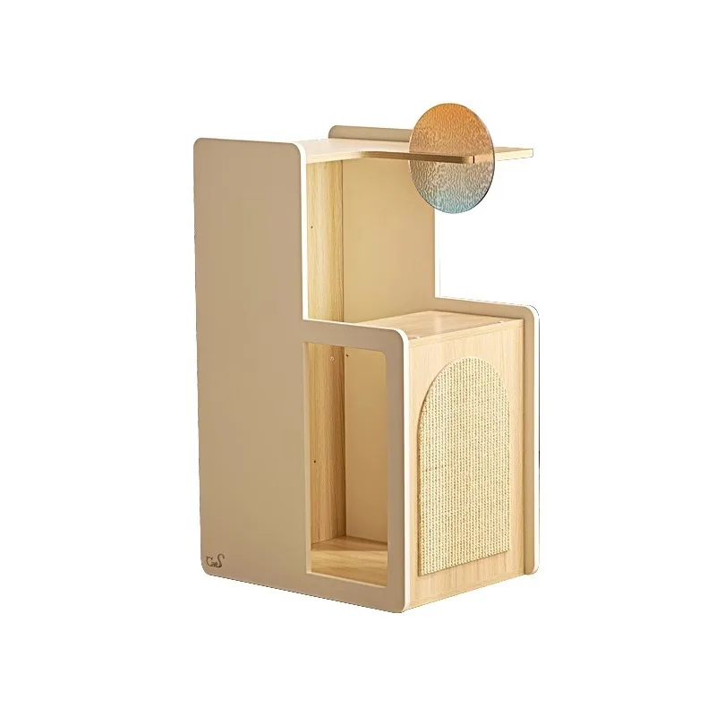 

Double cat climbing frame, acrylic solid wood cat house, replaceable sisal board cat scratching board