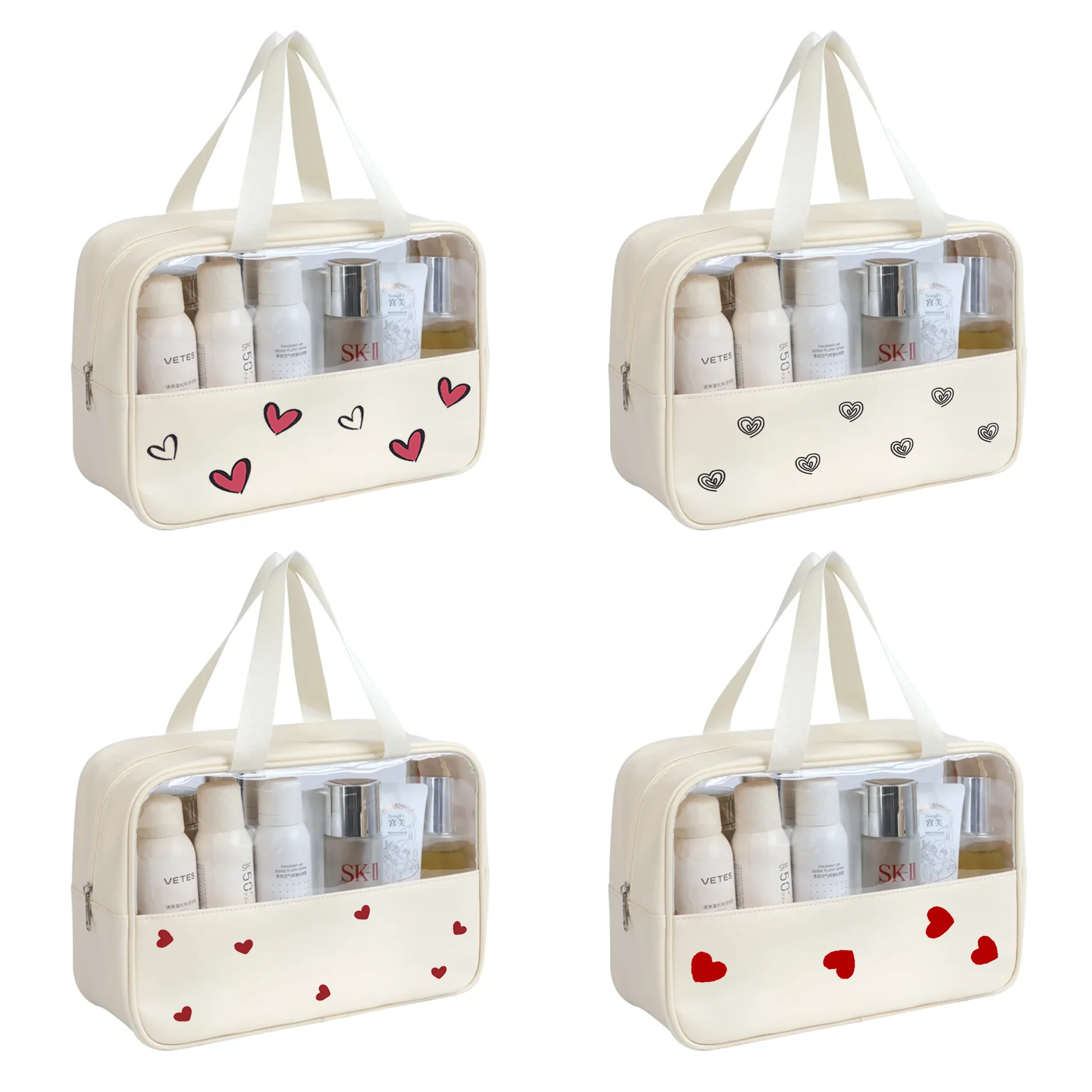 

3 Size Waterproof Toiletry Bags Large Capacity Makeup Toiletry Cosmetic Storage Pouch For Women Creative Love Men Toiletry Bag