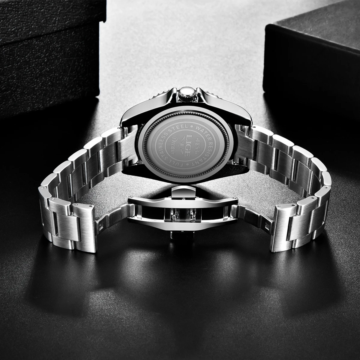 LIGE New Luxury Couple Watches Quartz Watches 30M Waterproof Fashion Stainless Steel Watch Valentine Gift Love Watch +Box