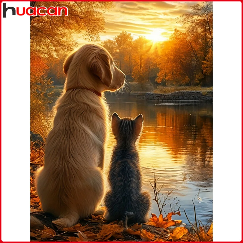 Huacan Vollquadratische und Runde 5D Diamantmalerei Hund Katze Diamantmosaik Tier Landschaft Neu 2026 Kunstgeschenk