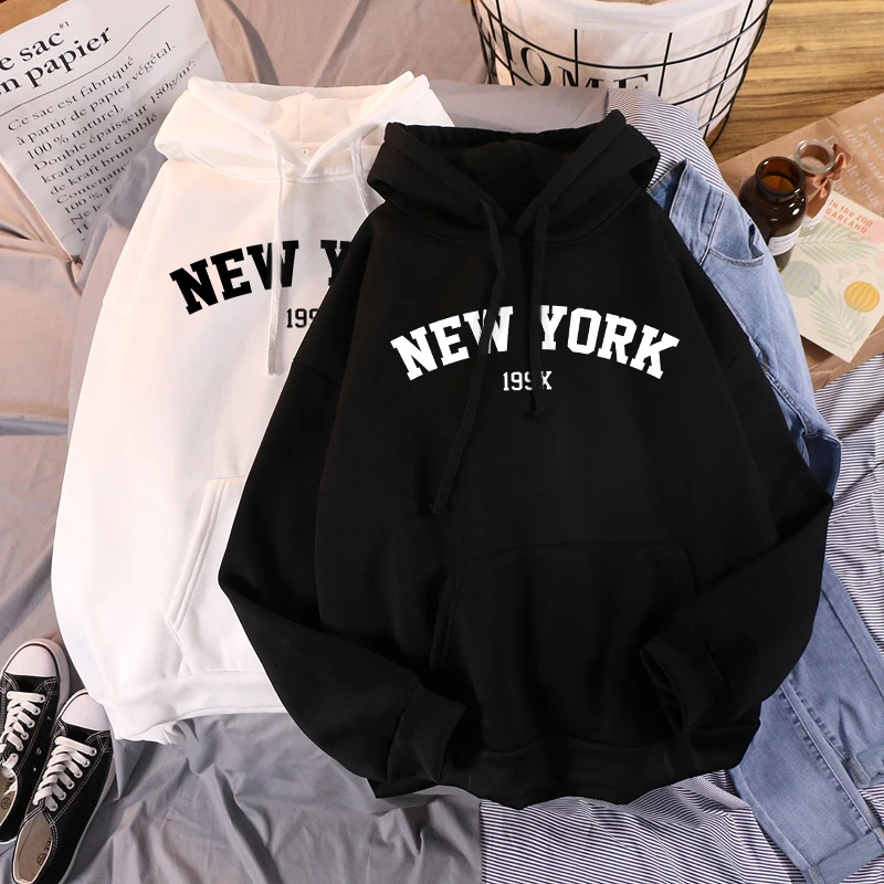 

2023 New Women Hoodies Sweatshirts Fashion NEW YORK Print Hoodie Lady Casual Pullovers Brand Hooded Female y2k Clothes Tops