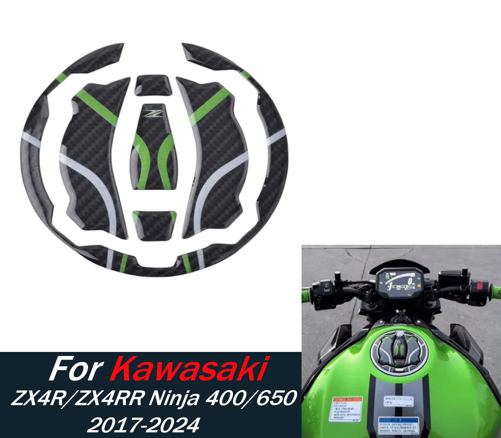 

For Kawasaki ZX4R ZX4RR Z900 Z400 Z650 2017-2024 Accessories For Ninja 400 650 Sticker Fuel Tank Pad Gas Oil Cap Protector Cover