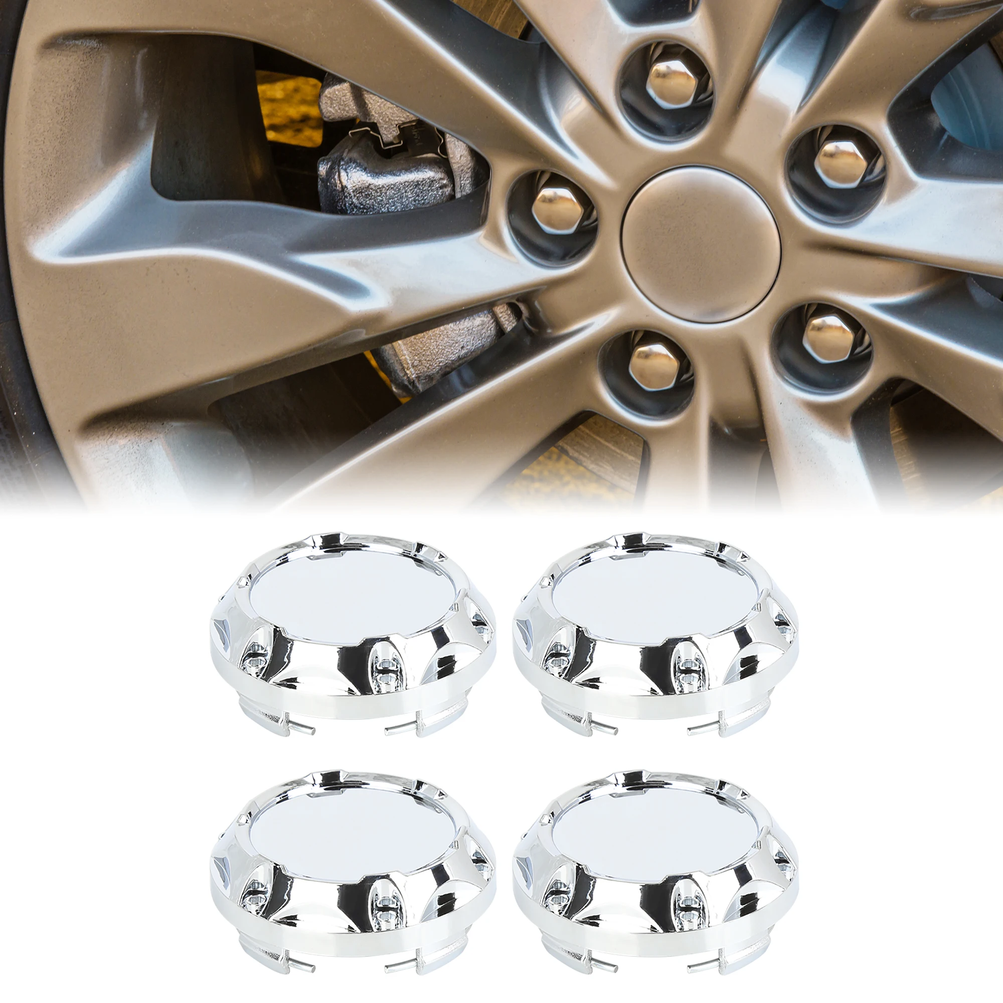 uxcell 4pcs Silver Tone 65mm Dia 4 Lugs Car Wheel Center Hub Cap Cover Dust Againster