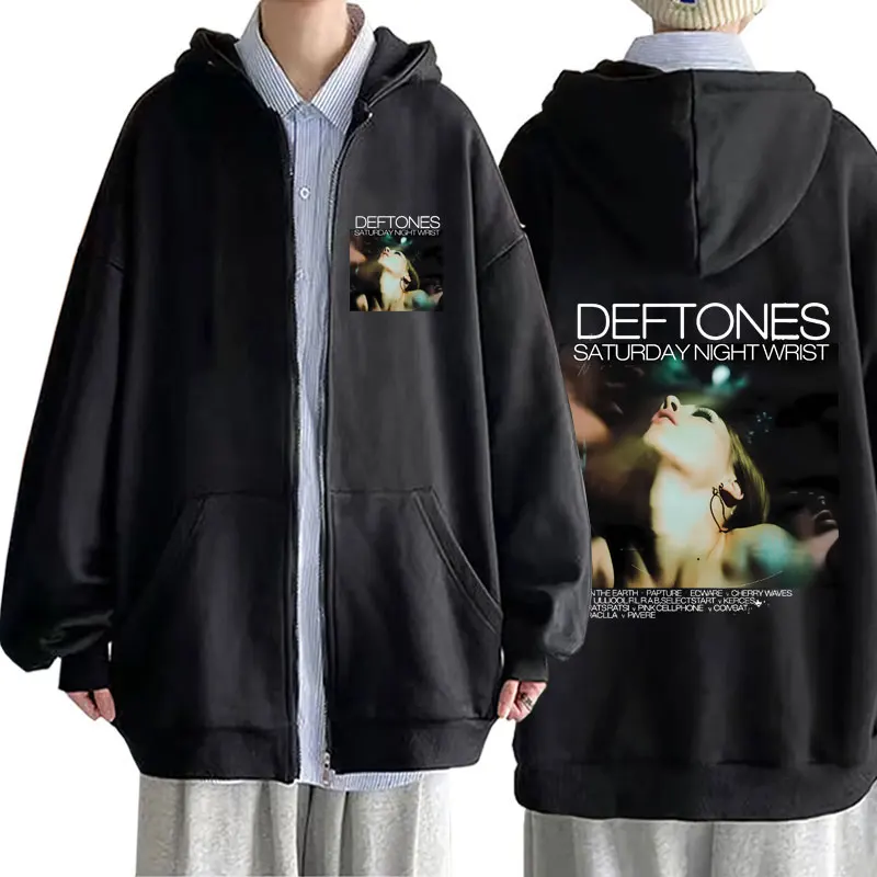 Deftones Around The Fur Saturday Night Wrist Print Zipper Hoodie Men Women Fashion Rock Oversized Zip Up Jacket Male Casual Coat